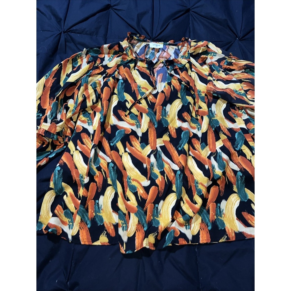 Umgee Abstract Blouse Colorful Artsy Flowy Resortā Vacation Lightweight Size L